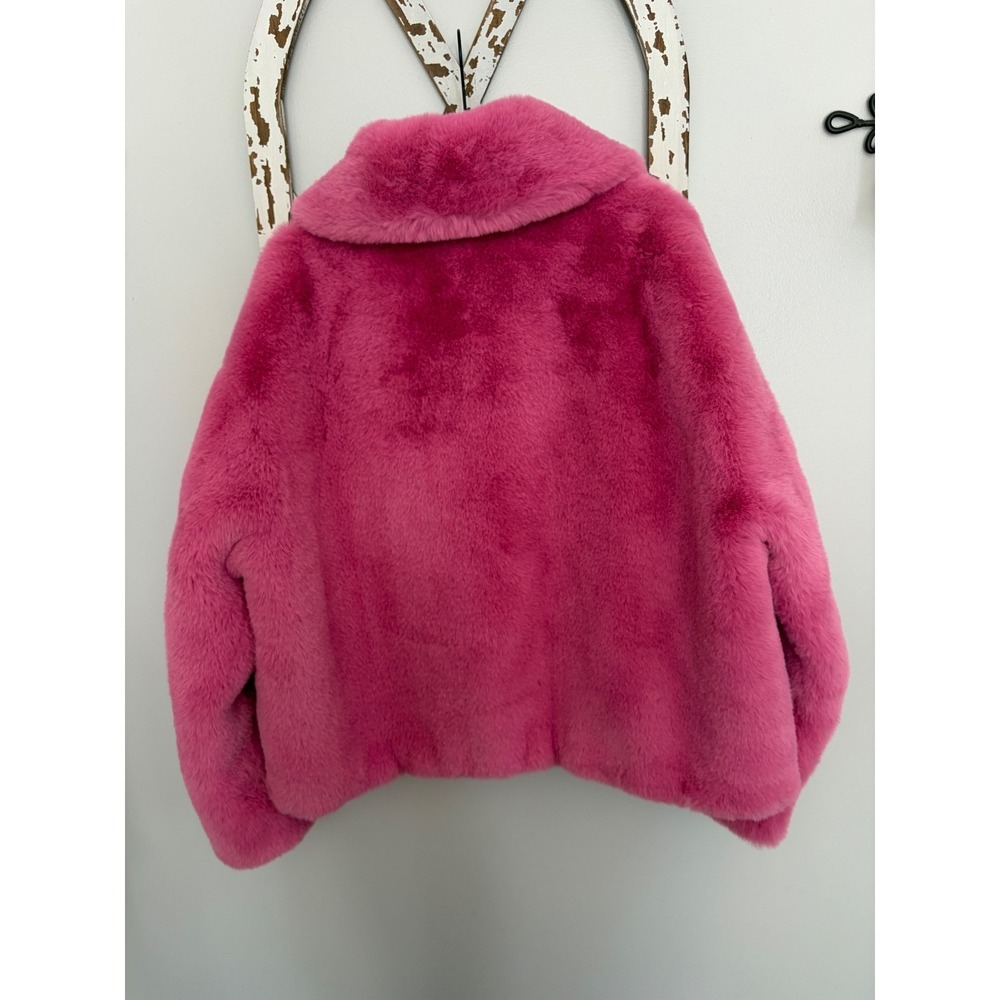 Jakke Traci cropped faux fur coat bubblegum pink size 8 Free People NWT - Picture 3 of 9